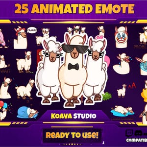 Animated Llama Twitch Emotes: Funny Problama Reactions (Instant Download