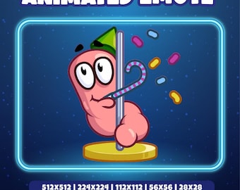 Twitch | Party Worm Animated Emote - Pole Dance Celebration Emote for Twitch, Discord, Kick - Funny Stream Reaction - Instant Download