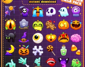 Halloween Animated Emote Pack: Spooky Twitch, Discord, YouTube Emoji (Instant Download)