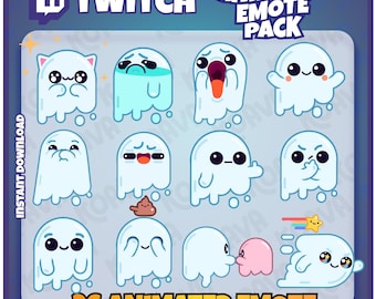 Animierte Geist Twitch Emotes: Kawaii Halloween Pack (Instant Download)