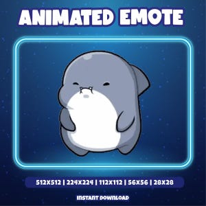 Twitch Animated Emote | Cute Shark Yawning Animated Emote - &quot;No No No&quot; Shark Reaction for Twitch | Kawaii Stream Emote - Instant Download &lt;3