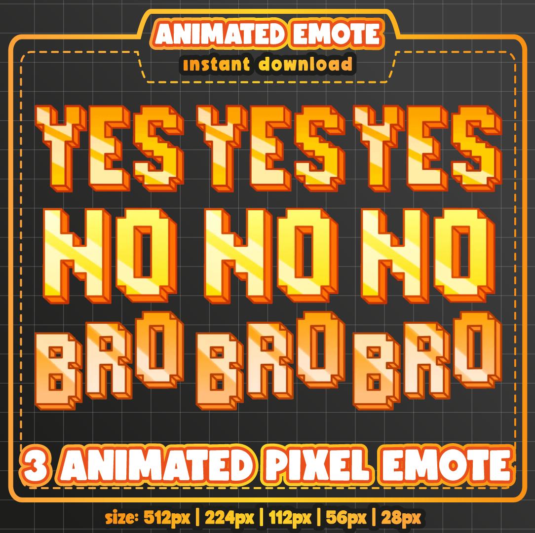 Pixel Animated Emote Pack: Yes No Bro Twitch/discord Reactions - Etsy