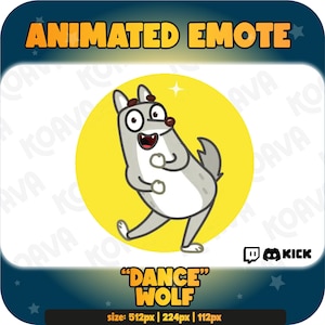 Animated Dance Wolf Twitch Emote: Stream Reaction Sticker (Instant Download!)