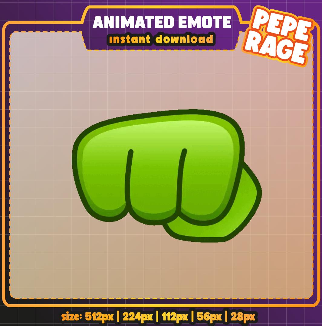 Animated Pepe Emote | Rage Punch Fist Emote | Angry Twitch Discord ...