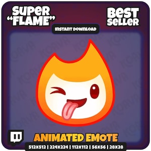Twitch | Super Flame Animated Emote | Funny Tongue Out Fire Emote for Streamers | Instant Download