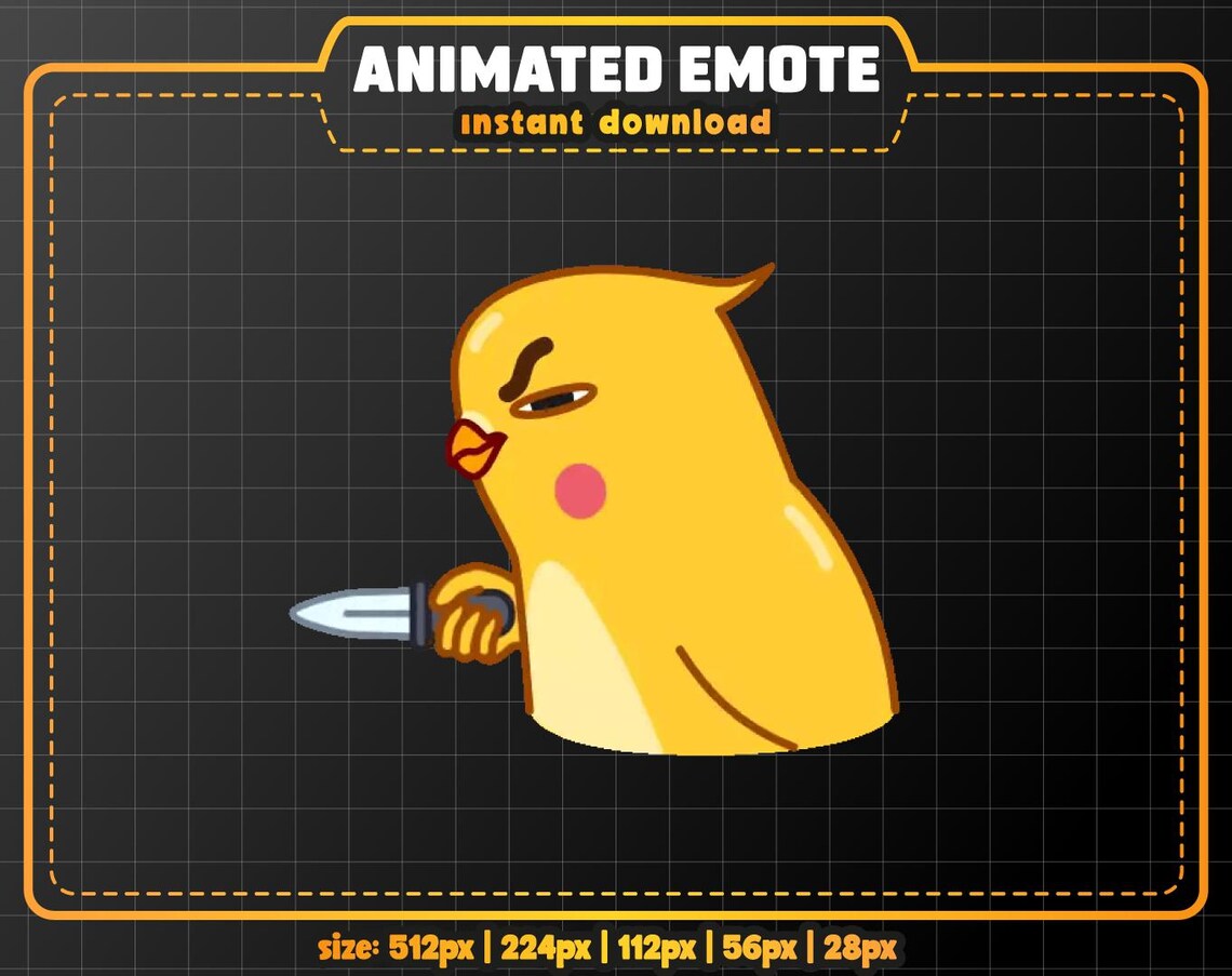 Animated Yellow Bird Knife Emote: Twitch, Discord, Youtube (instant ...