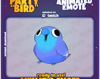 Animated Party Bird Emote: Twitch, Kick, Discord (Instant Download .ZIP File)