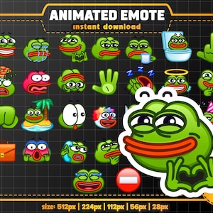 Animated Pepe Emote Pack: Funny Twitch & Discord Meme Emojis (Instant Download)