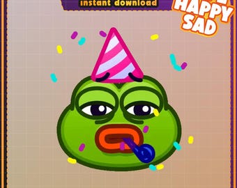 Geanimeerde Pepe Emote | Vrolijk verdrietig feest-emote | Grappige Twitch Discord-emoji