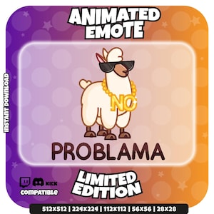 Animated Problama Llama Emote: Funny Meme Twitch/Discord/Kick
