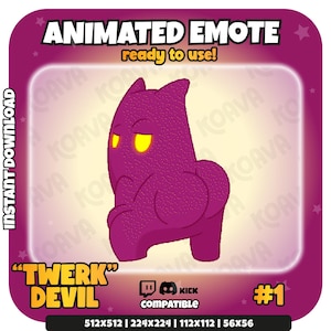 Animated Twerking Devil Emote: Twitch & Discord Streaming (Instant Download GIF Files)