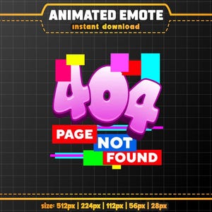 Animerad 404-fel Twitch-emote: Rolig Glitch-GIF (Direkt nedladdning)