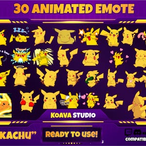 Twitch Emotes | 30 Animated Pikachu Emotes for Twitch & Discord | Cute Kawaii Emote Pack | Streamer Overlay | Ready to Use