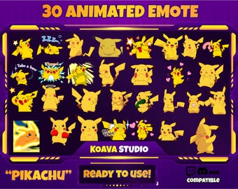 Animated Pikachu Twitch Emotes: Kawaii Streamer Pack (Digital Download