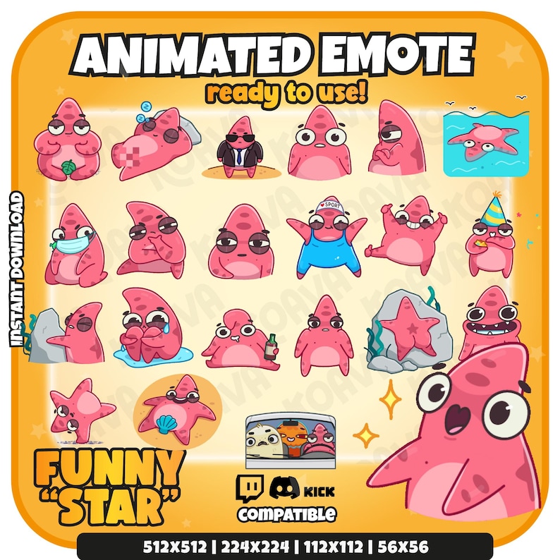 Star Animated Emote Pack: Funny Cartoon Twitch/discord Emotes (instant ...