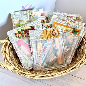 Stitched Paper Strip Embellishments: Junk Journal Snippets, 24pc