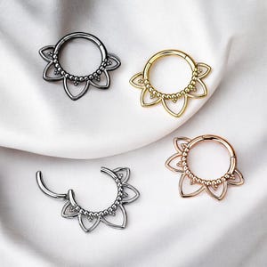 Septum Piercing Clicker Premium Ohr Tragus Knorpel Segmentring Nasen Helix Daith Conch Piercing Ring Lotus Blume