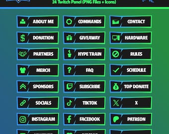 Twitch Panels - CTRL-EDGE: GlitchByte Bearbeiten Blue & Green Stream Panel Pack