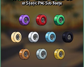 10 insignias de suscripción de Twitch de Skate Wheel: insignias de fidelidad de patineta para YouTube y Kick