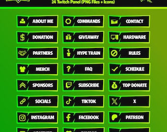 Twitch Panels - CTRL-EDGE: ToxicWire Edit Green Stream Panel Pack