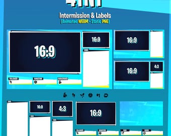 Paquete de interludios animados y etiquetas (WEBM, PNG, PSD) – Diseño de superposición para transmisiones