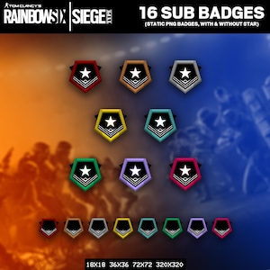 Rainbow Six Siege Type Sub Badges | R6 Twitch & YouTube Badges | Copper, Bronze, Silver, Gold, Platinum, Emerald, Diamond, Champion