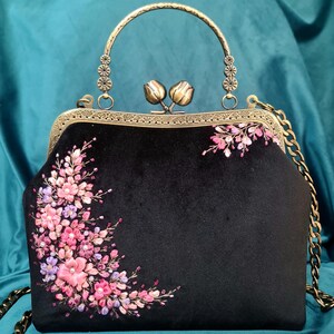 Handmade Velvet Evening Bag: Embroidered Floral Clutch