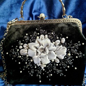 Bolso hecho a mano, Bolso de terciopelo, Bordado a mano, Bolsos vintage, Bolsos retro, Regalo para ella, Regalo para mujer, Bolsos de lujo, Bolsos de noche, Clutch, Regalo