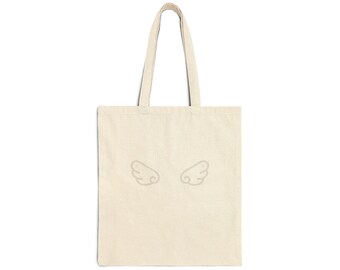 Borsa tote con piccole ali d'angelo / Illustrazione minimalista di ali, tela naturale