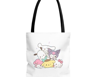 Graziosa borsa tote Sanrio con design a forma di animale, borsa della spesa riutilizzabile, regalo per bambini, borsa ecologica, ideale per l'uso quotidiano.