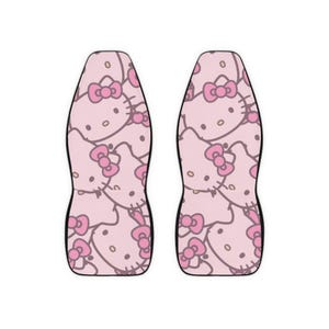 Cute Hello Kitty Polyester Car Seat Covers, Fun Auto Accessories, Kawaii Car Decor, Gift for Cat Lovers, Ideal for Kids & Teens