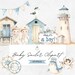 Watercolor Coastal Baby Shower Clipart: Nautical Nursery Art (PNG ...