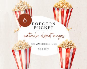 Clipart aquarel popcornemmer: Movie Night Snack Art (digitale download) CLP02AAF
