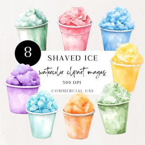 Clipart de gelo raspado, gráficos de raspadinha em aquarela, download digital para guloseimas de verão, arte para uso comercial