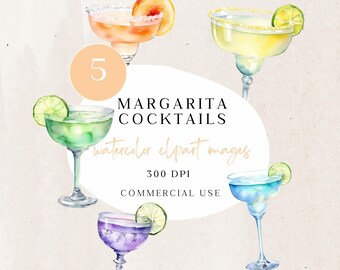 Watercolor Margarita Clipart: Tropical Cocktail PNG (Digital Download) - CLP02BAA