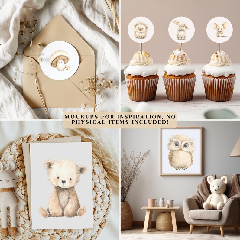 Woodland Animals Clipart - Watercolor Forest Baby Shower - Nursery PNG ...
