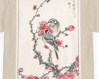 Japanese Art T-shirt: Numata Kashu Birds & Plum Tree Design