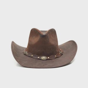 Rustic Brown Cowboy Hat | Western Leather Hat | Handmade Outback Hat | Vintage Style Hat | Unisex Sun Hat | Durable Adventure Hat
