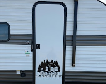 Personalized RV Camper Decal - Making Memories One Campsite at a Time Vinyl Sticker - Camping Quotes Decal for Travel Trailer - 19x14”