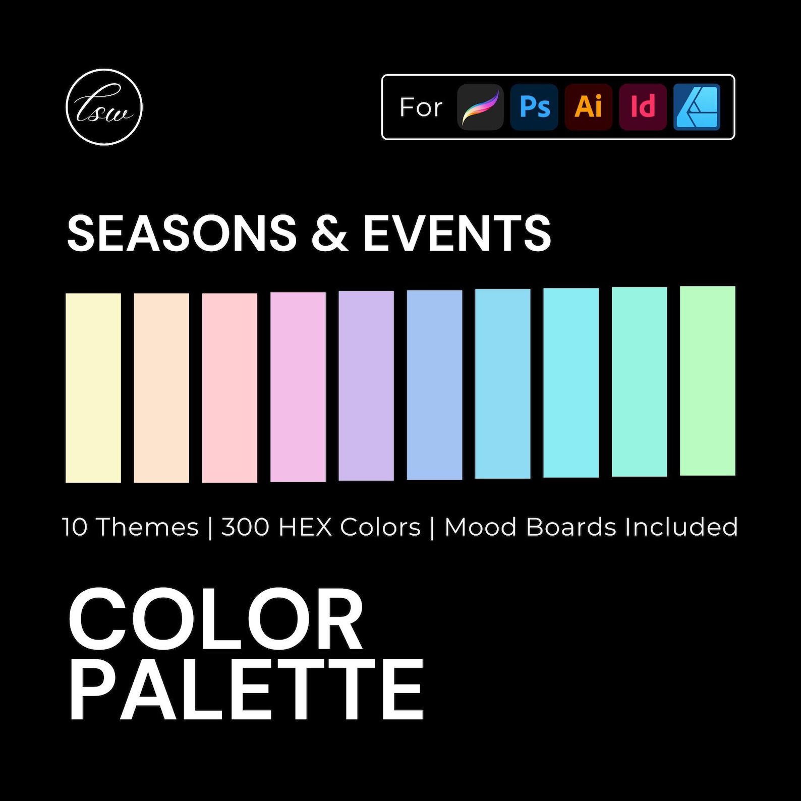 Indesign Color Code Pallets Seasons & Events Digital Color Palette | HEX Codes Mood Boards ...