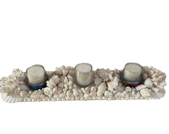 Pronkstuk schelp, kaarshouder kust, decor strand strand, op maat gemaakt stuk