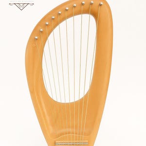 Beech Wood Lyre Harp – 10 Metal Strings | Handmade Beech Wood Pentatonic Lyre Design with Free Tuning Key, Bag & Extra Strings