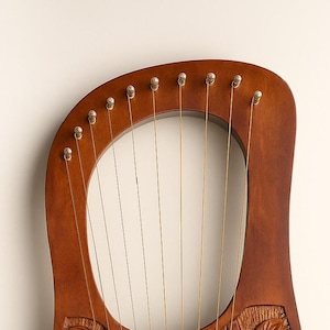Rosewood Lyre Harp – 10 Metal Strings | Handmade New Flower Lyre Design with Free Tuning Key, Bag & Extra Strings image 5