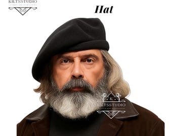 Men's Black Wool Scot Bonnet Scottish Tam Hat – Traditional Scottish Highland Kilt Beret Hat