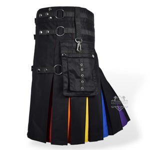 Scottish Rainbow Hybrid Pride Kilt – Scottish LGBT Gay Kilt Modern Utility Kilt | Pride Festival Kilt for Men