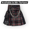 Men's Black Gothic Hybrid Kilt Front Tartan Apron with Pleats Available in 50+ Tartans - Kilt Size 28" to 62" product logo
