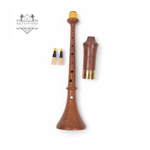 Handcrafted Rosewood Musical RAUSCHPFEIFE – Small Medieval Shawm Instrument with Two Reeds