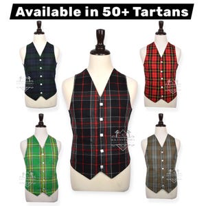 Men&#39;s 5 Button Scottish Waistcoat Highland Wedding kilt Vest Tartan Waist Coat Available in 50+ Tartans