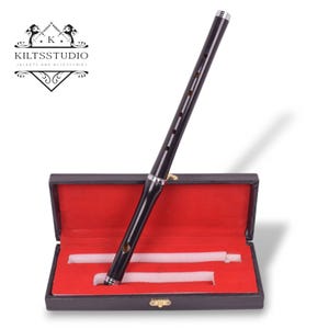 Black Finish Two - Piece Irish Professional Flute with Hard Case – 15&quot; Length