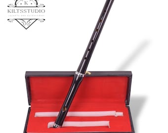 Black Finish Two - Piece Irish Professional Flute with Hard Case – 15" Length
